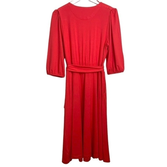 DRAPER JAMES RSVP Red Jersey Knit Fit and Flare Wrap Dress Size Medium - Picture 5 of 10